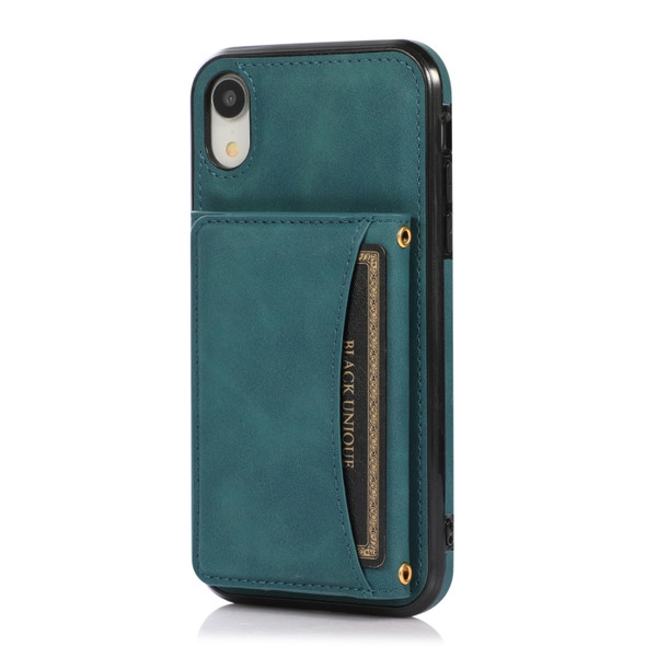 Three-fold Leather Phone Case with Card Slot & Wallet & Holder For iPhone XR(Blue)