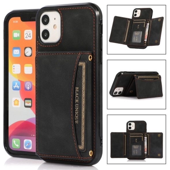 Three-fold Leather Phone Case with Card Slot & Wallet & Holder For iPhone 11 Pro(Black)