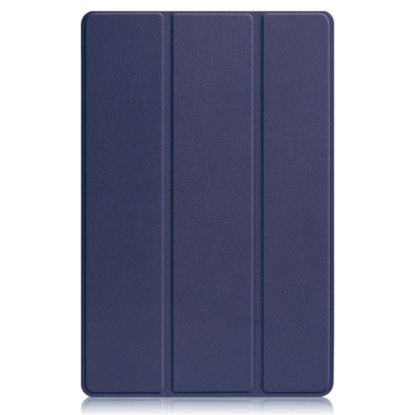 For Lenovo Tab P12 Pro 12.6 Three-folding Holder Custer Texture Leather Tablet Case(Dark Blue)
