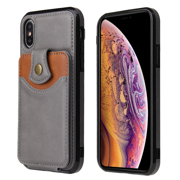 Soft Skin Leather Wallet Bag Phone Case For iPhone XR(Grey)