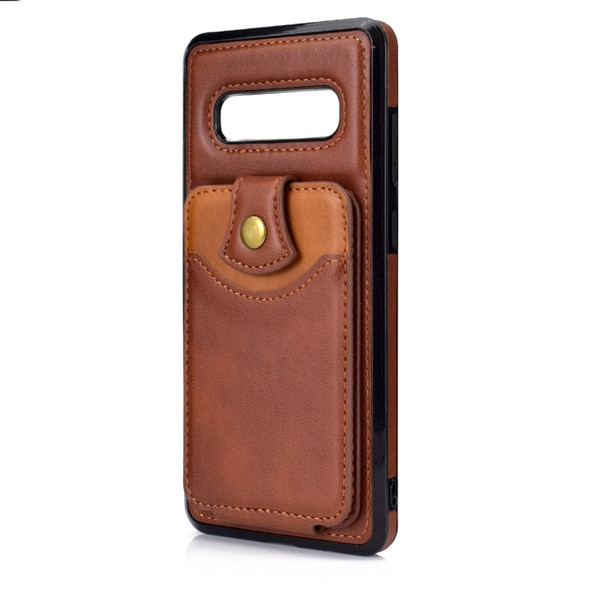 For Samsung Galaxy S10+ Soft Skin Leather Wallet Bag Phone Case(Brown)