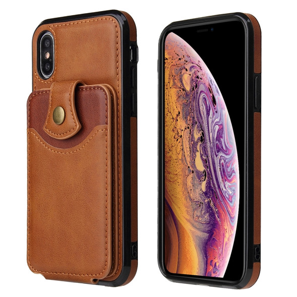 Soft Skin Leather Wallet Bag Phone Case For iPhone XR(Brown)
