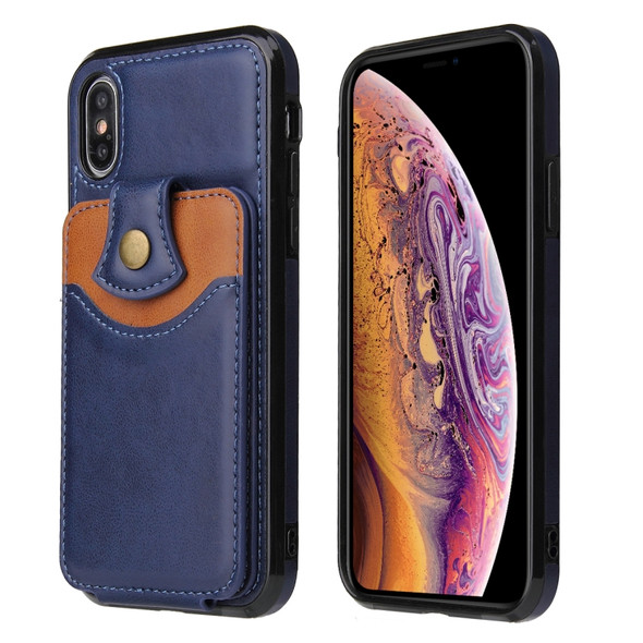 Soft Skin Leather Wallet Bag Phone Case For iPhone XR(Blue)