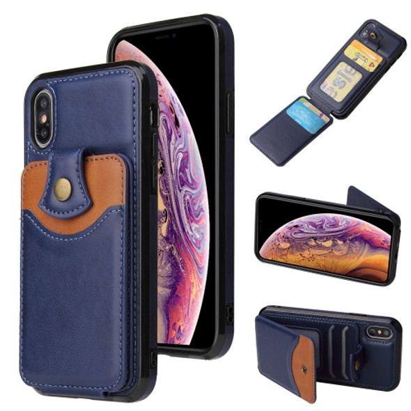 Soft Skin Leather Wallet Bag Phone Case For iPhone XS Max(Blue)