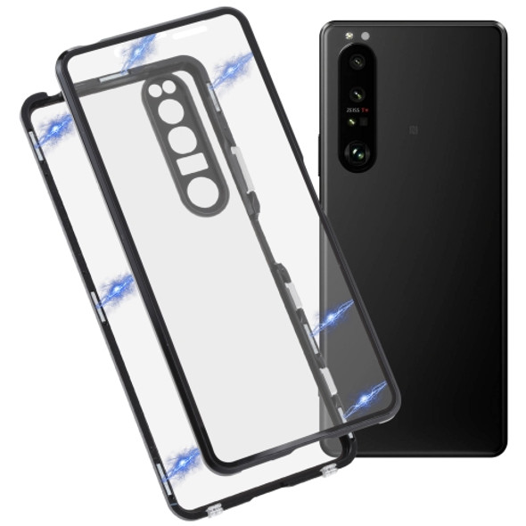 For Sony Xperia 1 II HD Magnetic Metal Tempered Glass Phone Case(Black)