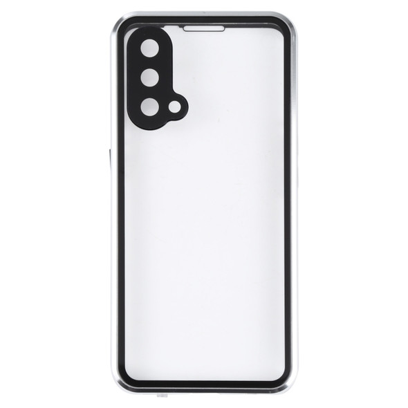 For OnePlus Nord CE 5G Full Cover Magnetic Metal Tempered Glass Phone Case(Silver)