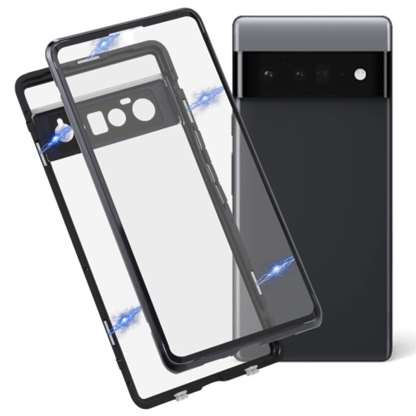 For Google Pixel 6 Pro HD Magnetic Metal Tempered Glass Phone Case(Black)