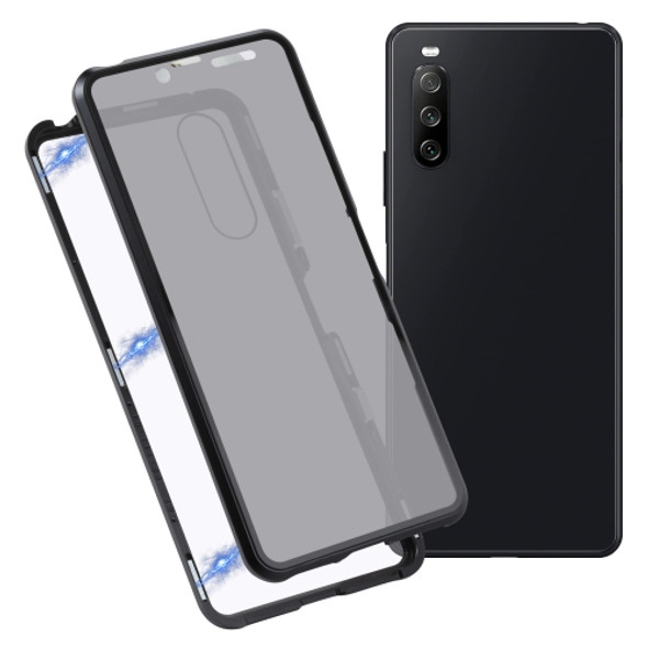 For Sony Xperia 10 II Anti-peeping Magnetic Double-sided Tempered Glass Phone Case(Black)