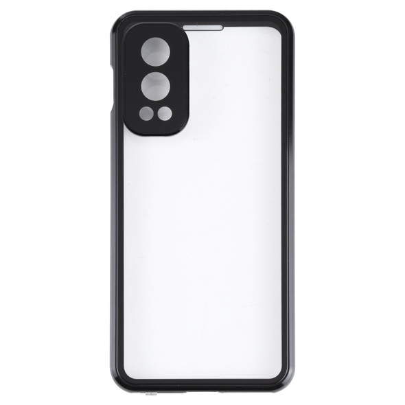For OnePlus Nord 2 5G Full Cover Magnetic Metal Tempered Glass Phone Case(Black)