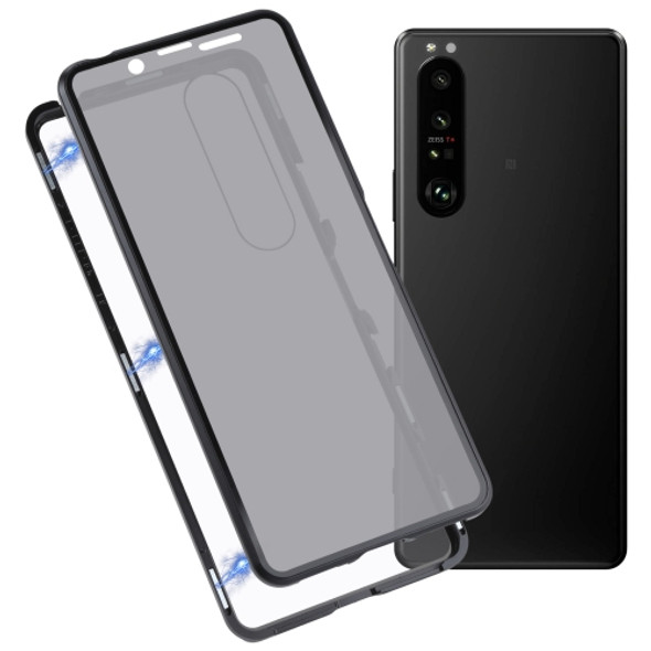 For Sony Xperia 1 II Anti-peeping Magnetic Double-sided Tempered Glass Phone Case(Black)