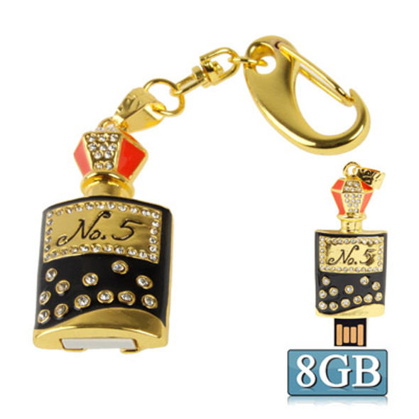 8GB Perfume Bottle Shaped Diamond Jewelry Keychain Style USB Flash Disk