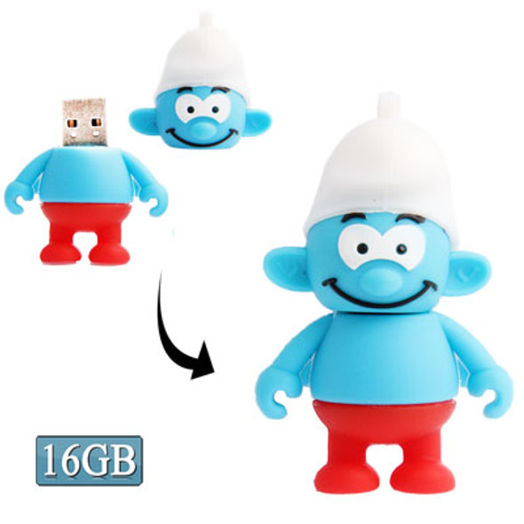 The Smurfs Shape Silicone USB2.0 Flash disk, Special for All Kinds of Festival Day Gifts (16GB)
