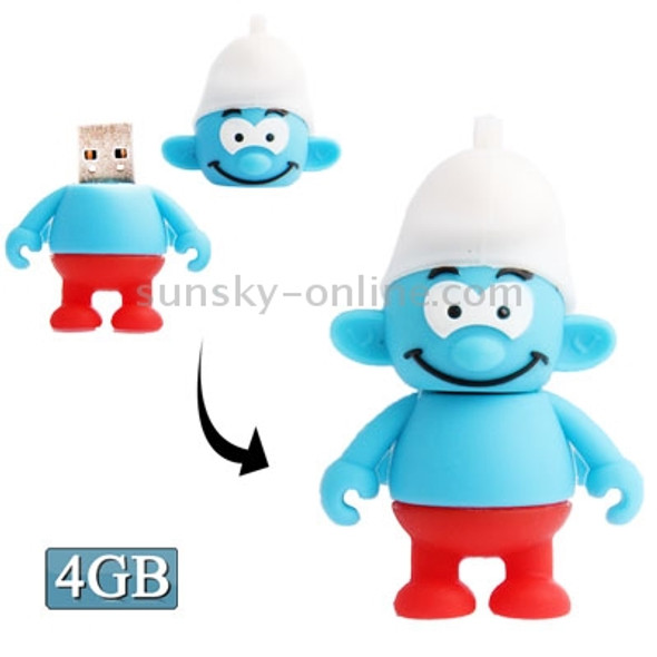 The Smurfs Shape Silicone USB2.0 Flash disk, Special for All Kinds of Festival Day Gifts (4GB)