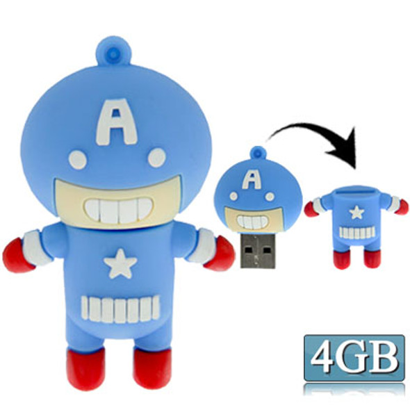 The Avengers Alliance Q Silicone USB2.0 Flash disk, Special for All Kinds of Festival Day Gifts, Blue(4GB)