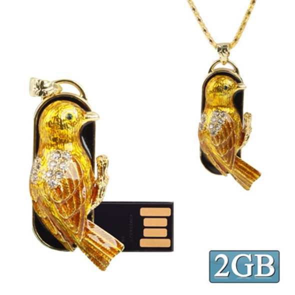 Oriole Shaped Diamond Jewelry Necklace Style USB Flash Disk (2GB)