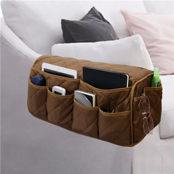 Waterproof Pongee Sofa Armrest Side Storage Bag(Brown)