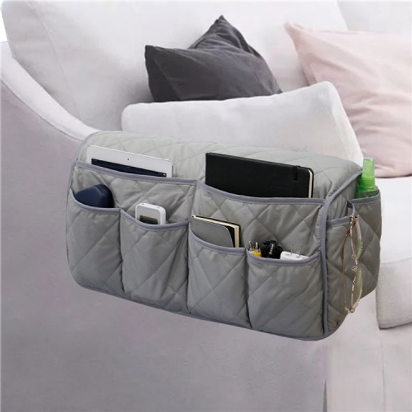 Waterproof Pongee Sofa Armrest Side Storage Bag(Grey)