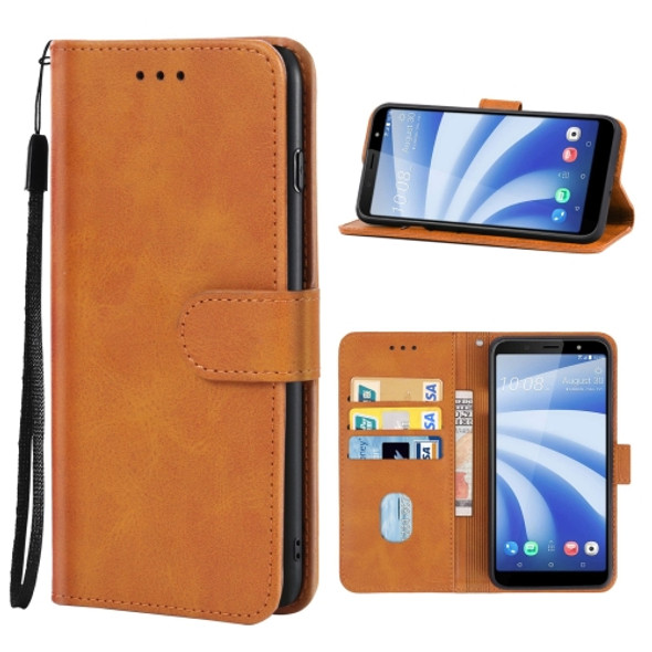 Leather Phone Case For HTC U12 Life(Brown)