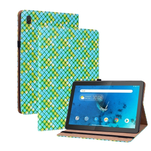 For Lenovo Tab  M10 TB-X605L Color Weave Leather Tablet Case with Holder(Green)