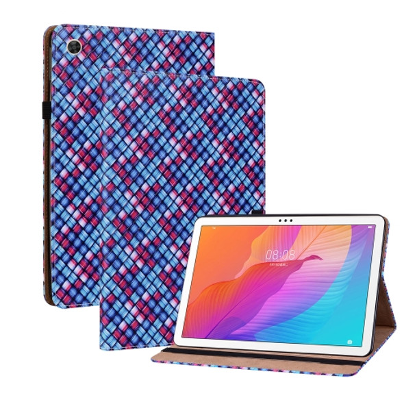 For Huawei MatePad T 10s / Enjoy Tablet 2 Color Weave Leather Tablet Case with Holder(Blue)