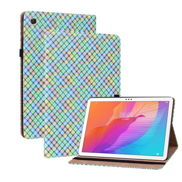 For Huawei MatePad T 10s / Enjoy Tablet 2 Color Weave Leather Tablet Case with Holder(Rainbow)
