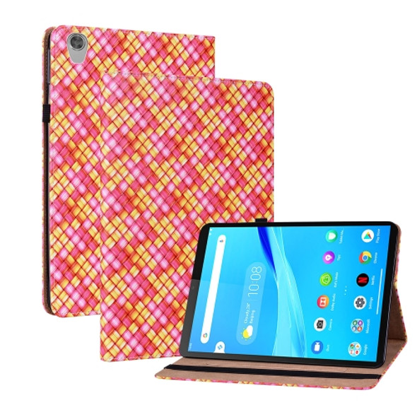 For Lenovo Tab M8 HD TB-8505F 8.0 Color Weave Leather Tablet Case with Holder(Rose Red)