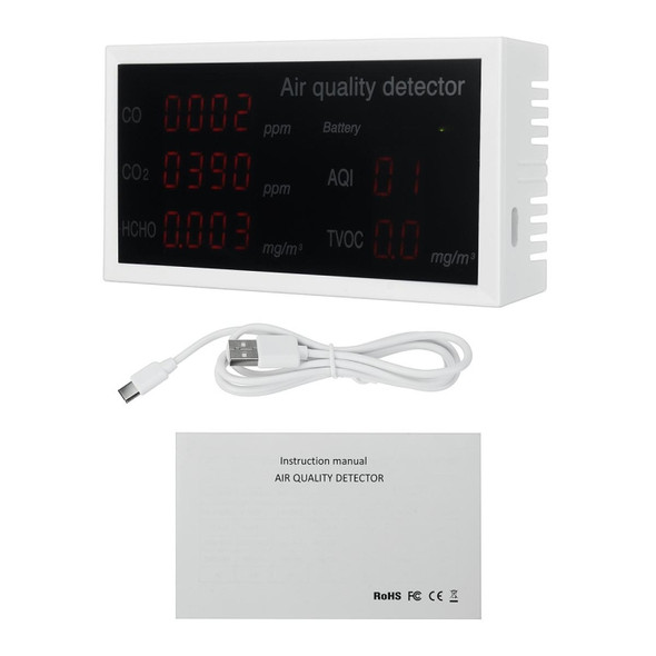 W17 5 In 1 CO CO2 HCHO TVOC AQI Monitor Air Quality Detector