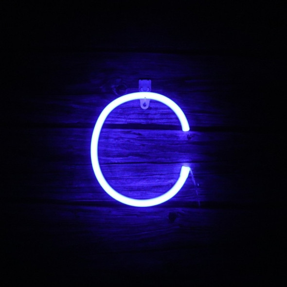 Blue Letter Number Neon Lights Holiday Decoration Lights(Letter C)