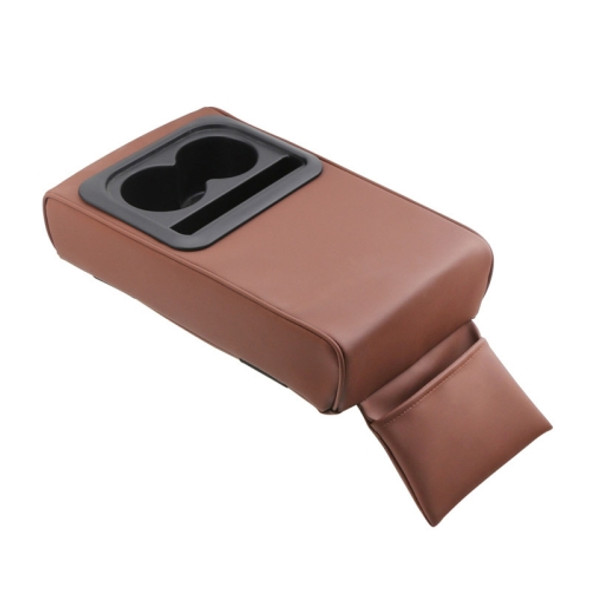 Car Armrest Box Increased Support With Rear Seat Water Cup Holder(Brown)