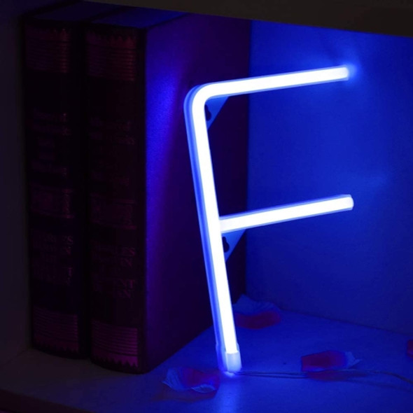 Blue Letter Number Neon Lights Holiday Decoration Lights(Letter F)