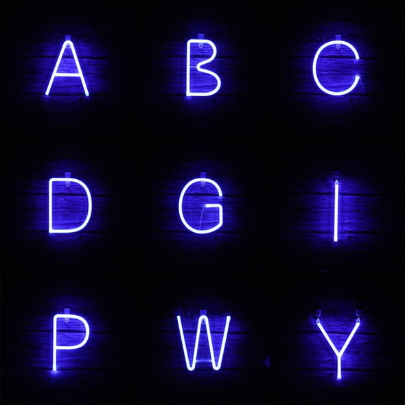 Blue Letter Number Neon Lights Holiday Decoration Lights(Letter I)