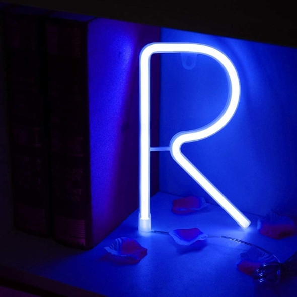 Blue Letter Number Neon Lights Holiday Decoration Lights(Letter R)