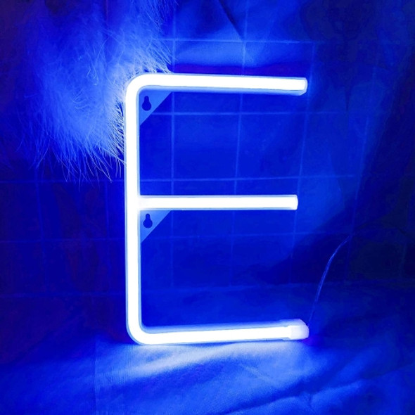 Blue Letter Number Neon Lights Holiday Decoration Lights(Letter E)