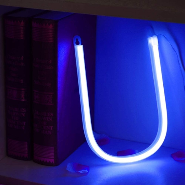 Blue Letter Number Neon Lights Holiday Decoration Lights(Letter U)