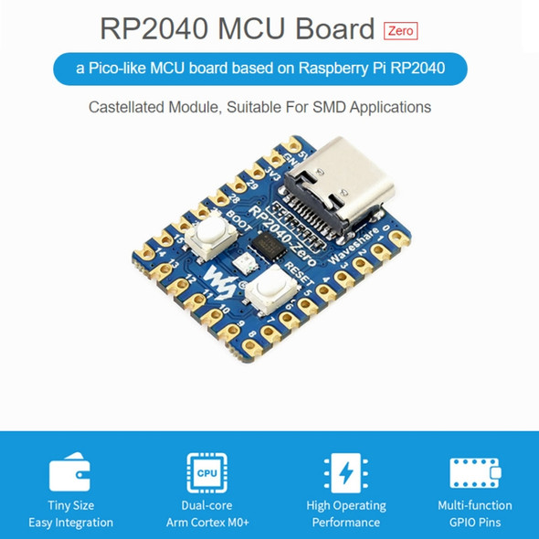 Waveshare RP2040-Zero Pico-like MCU Board Based on Raspberry Pi MCU RP2040, with Pinheader mini Version