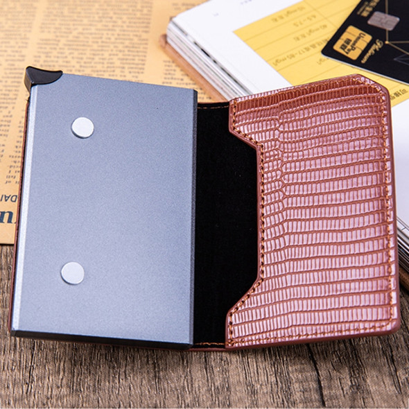 Lizard Pattern RFID Anti-Theft Card Holder With Tracker Hole For Airtag(Brown)