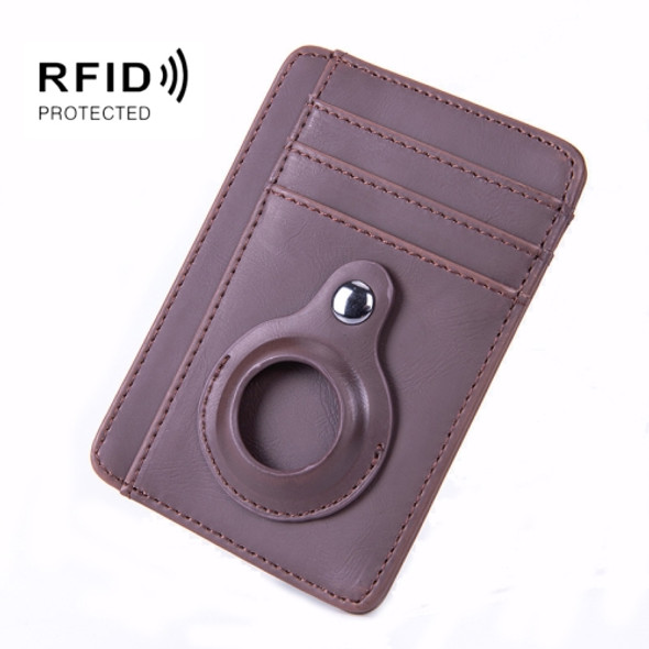 RFID PU Anti-Theft Card Holder Thin Tracker Card Holder For Airtag(Brown)