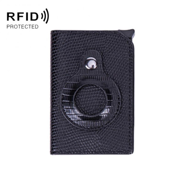Lizard Pattern RFID Anti-Theft Card Holder With Tracker Hole For Airtag(Black)