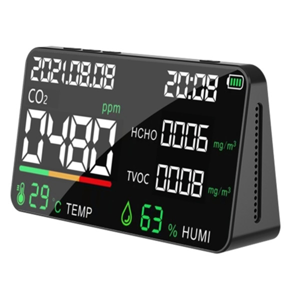 HD05 5 In1 CO2 TVOC HCHO Detector Air Quality Monitor, Specification: Black Semiconductor