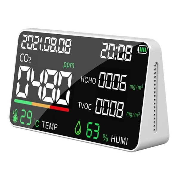 HD05 5 In1 CO2 TVOC HCHO Detector Air Quality Monitor, Specification: White Infrared