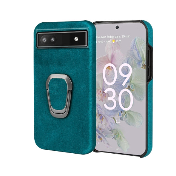 For Google Pixel 6a Ring Holder PU Phone Case(Cyan)