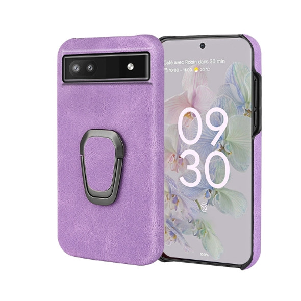 For Google Pixel 6a Ring Holder PU Phone Case(Purple)