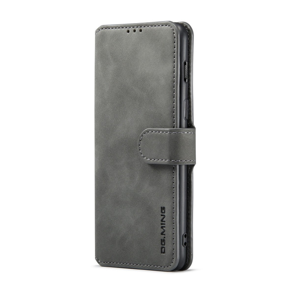 For OnePlus Nord 2 DG.MING Retro Oil Side Horizontal Flip Leather Case with Holder & Card Slots & Wallet(Grey)