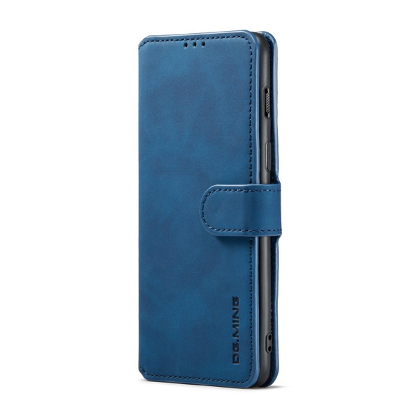 For OnePlus Nord 2 DG.MING Retro Oil Side Horizontal Flip Leather Case with Holder & Card Slots & Wallet(Blue)