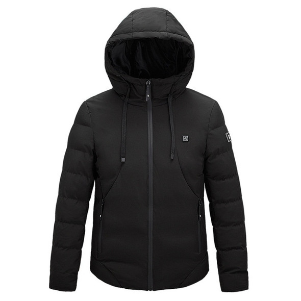 Men and Women Intelligent Constant Temperature USB Heating Hooded Cotton Clothing Warm Jacket (Color:Black Size:XL)