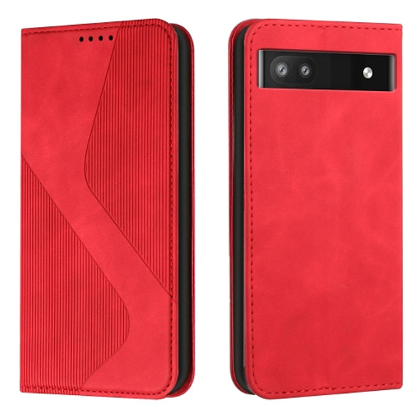 For Google Pixel 6a Skin Feel Magnetic S-type Leather Phone Case(Red)