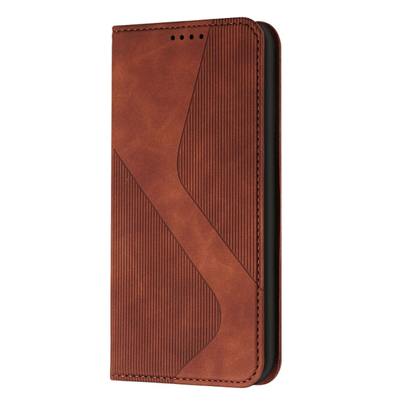 For Google Pixel 6a Skin Feel Magnetic S-type Leather Phone Case(Brown)