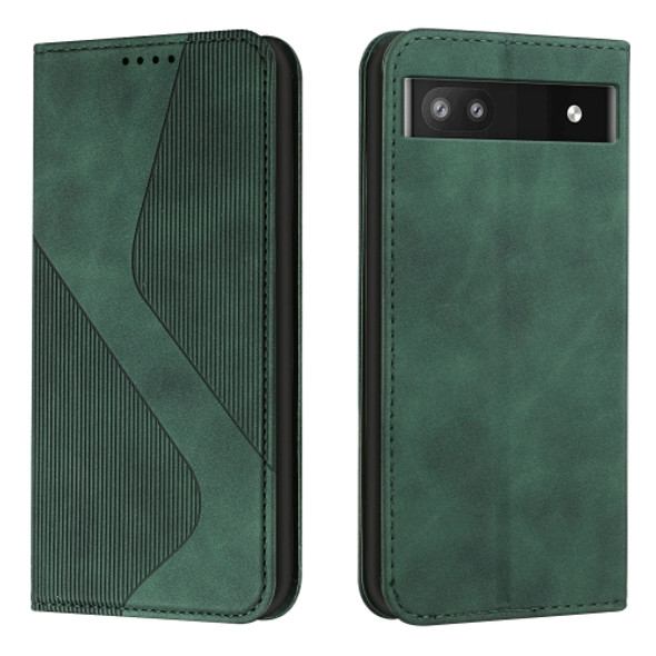 For Google Pixel 6a Skin Feel Magnetic S-type Leather Phone Case(Green)