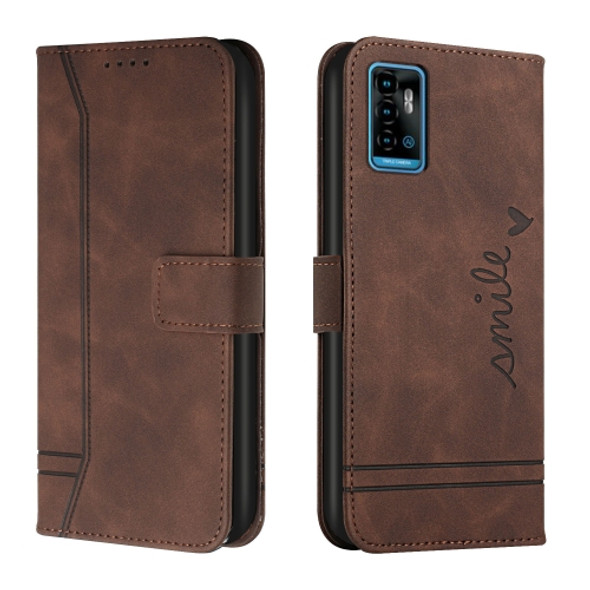 For ZTE Blade A71 Retro Skin Feel TPU + PU Leather Phone Case(Coffee)