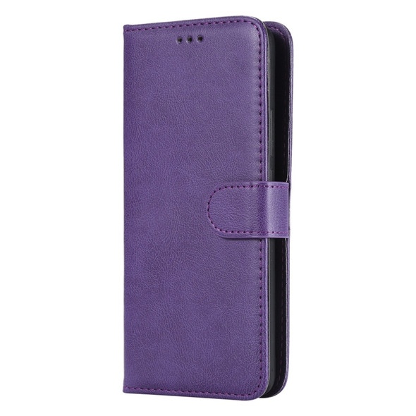 For Huawei Mate 20 Pro Solid Color Horizontal Flip Protective Case with Holder & Card Slots & Wallet & Photo Frame & Lanyard(Purple)